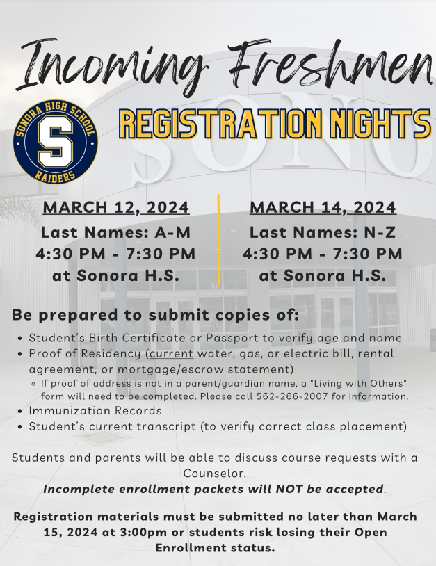 Freshman Registration Nights